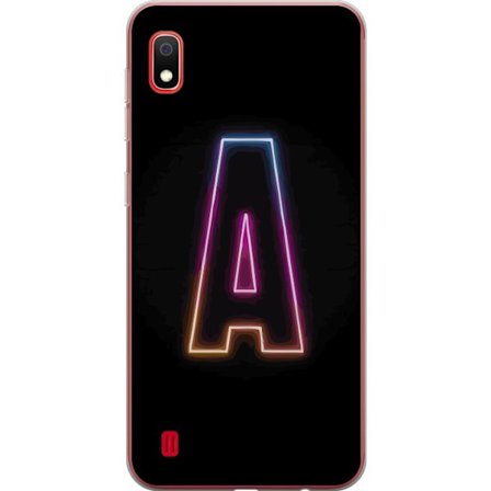 Yhteensopiva Puhelinkuori Samsung Samsung Galaxy A10 Minimalistinen neonkirjain A sateenkaarenvärisessä valossa mustaa taustaa vasten modernissa typ