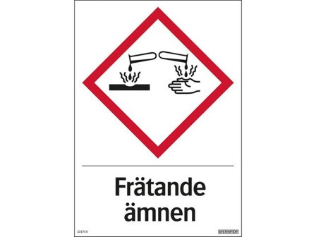 Skylt Frätande ämnen 210x297mm - Lyreco - Skyddsutrustning - Säkerhetsmärkning och skyltar - Skyltar