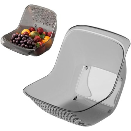 Grå Multifunktionel Køkken Si Skål - Transparent Vaske- & Dræningskurv til Ris, Frugt, Grøntsager | Vask Organizer & Si
