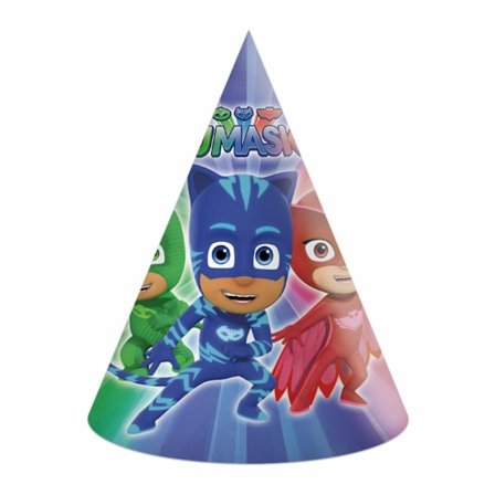 Partyhatt Pyjamashjältarna 16cm 6-pack