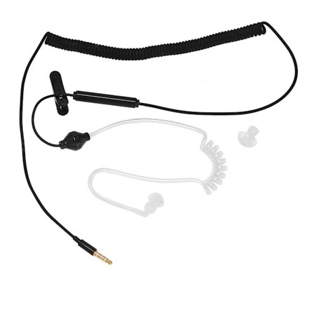 Enkel sida hörlurar In-Ear Stereo Mono öronsnäcka hörlurar brusreducerande öronsnäckor med mikrofon fjäder Co(svart)