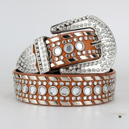 Rhinestone Bælte til Kvinder, Western Cowgirl Bling Studded Læder