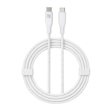 Rvelon USB-C Flätad Laddkabel 60W Snabbladdning 2m - Vit