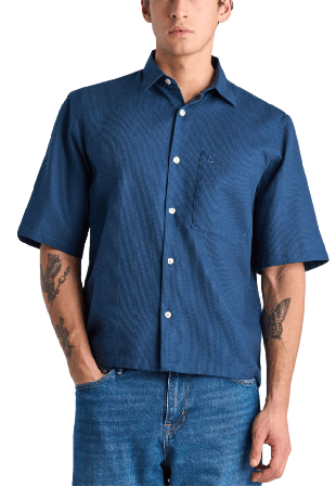 Lindbergh Solid dobby cotton Shirt S/S Skjortor Herr Blå S