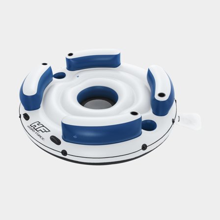 Radeau de baignade Bestway Hydro Force Lazy Dayz Island, Ø2.56 m, blanc/bleu + sac d'ancre + patch de réparation