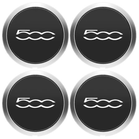 4 stk. 133 mm navkapsler til Fiat 500-hjul Center navkapsler Sæt 68078419AC 68078421AC Kåbe Sølv 51884863