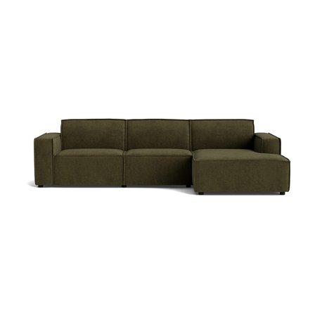 Lyon Chaiselongue-Sofa, rechts, Capri Dunkelgrün, modernes Design, beeindruckende 304cm Breite, charmantes großes Ecksofa für Wohnzimmer.