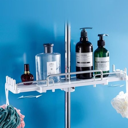 Opbevaringshylde Brusehylde Badeværelse Justerbar, Badeværelsesopbevaring & Praktisk Hylde til Brusebad uden Boring