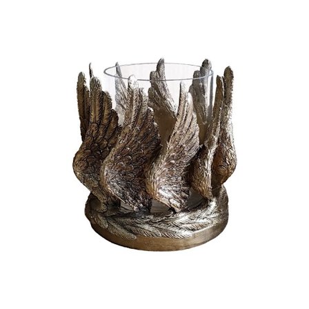 Tuikkukynttiläkuppi 15x15x18cm kulta polyresiini