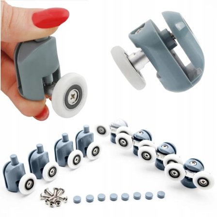 Hjul til brusekabine / brusevæg - Brusebad - 8 stk. Grå