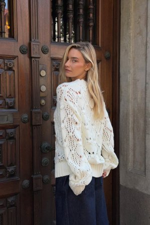 NA-KD Pull en maille à encolure ronde - Pulls Oversize - OffBlanc - M (EU 38-40)