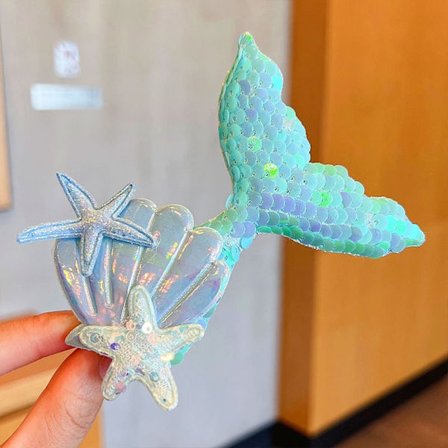 3 STK Havfruehale Hårklemmer Fargerike paljetthårklemmer BLÅ