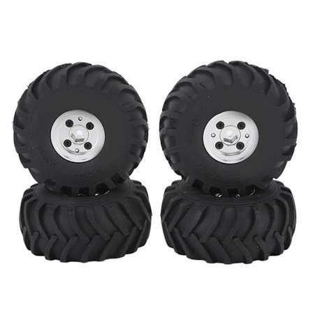 4 stk. RC Crawler-dekk 1 tommers hjulnav klatring gummi dekk erstatning for AXIAL 1/24 SCX24 RC Crawler sølv