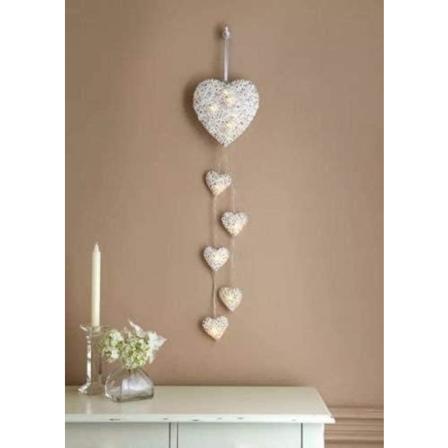 Rustique Shabby Chic 6x Tenture coeurs en osier Guirlande LED l