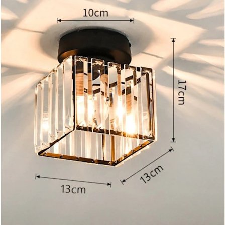 Nordisk sovrumstaklampa svart kristall fyrkantig remsa tak, A