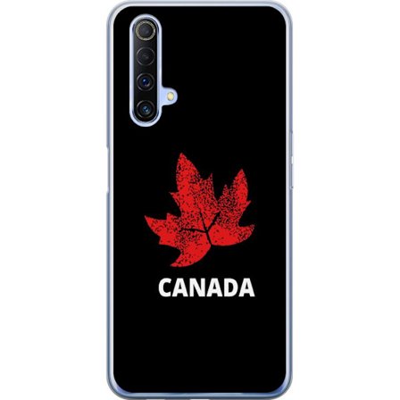 Yhteensopiva Puhelinkuori Realme Realme X50 5G Graafinen vaahteralogo punaisella mustaa taustaa vasten, jossa on selkeä Kanada-viittaus ja minimalist