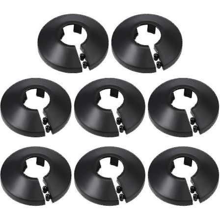 16mm rörskyddsdekoration PP radiator rosett vattenrör väggkåpa svart 8 st