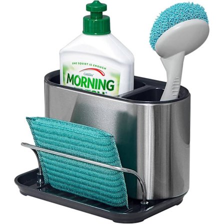 Vask opbevaringsstativ, rustfrit stål køkkenvask svampestativ, Spon