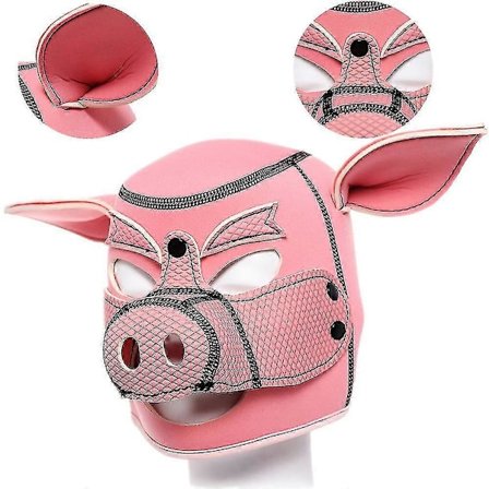 Kostym Röd Gris Mask Halloween Cosplay Party Mask Huv