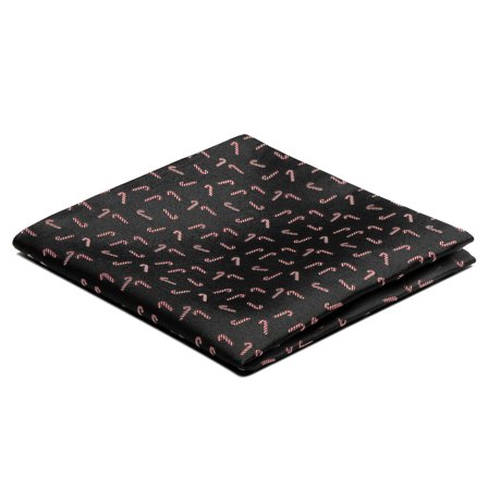 Pochette de costume noire à motifs de cannes de Noël pour hommes - Cravates de Noël