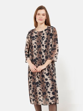 SIGNATURE - Kjole - Brun - Mønstret - plisseret