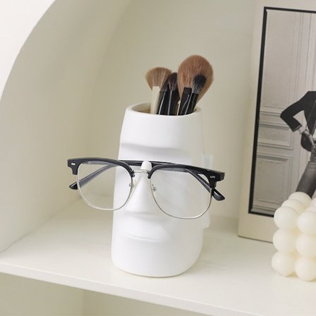 1 stk. Moai Statue Multifunksjonell Brilleholder - en Stilig Oppbevaringsbøtte Dekor, Egnet for Hjemme- og Kontorpultdekor