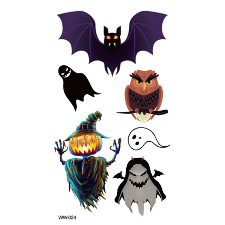 Tillfällig Tatuering 10x5cm - Halloween Special! Uggla Spöke