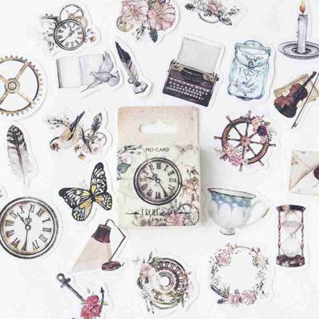 46 St/ Set Vintage Pappersklistermärken Diy Scrapbooking Fotodekor