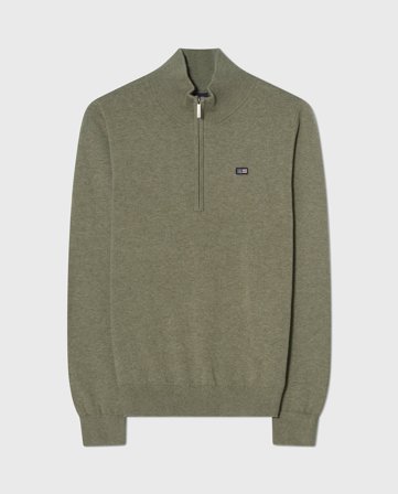 Lexington Teen half-zip sweater, grøn melange