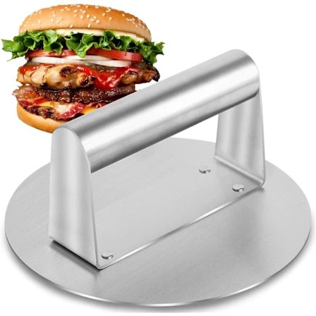 RYI-Rustfrit stål, 16 cm (6 ") Burger Crusher, professionel burgerpresse til flad grill, burgerpresse til at presse fedt, let at rengøre