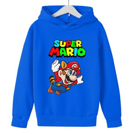 Mario hoodie tecknad hooded hoodie F7 royal blue 110cm