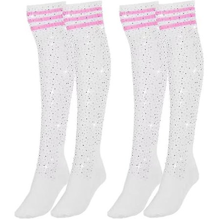 Kvinnors strass över knähöga strumpor Randstickade strumpor Benvärmare till jul alla hjärtans dag-evenemang