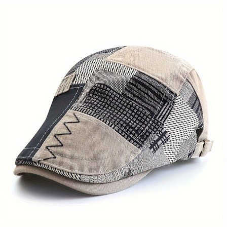 En vintage, pustende, rutete beret for menn, egnet for utendørs solbeskyttelse og andenebbcaps [DB]