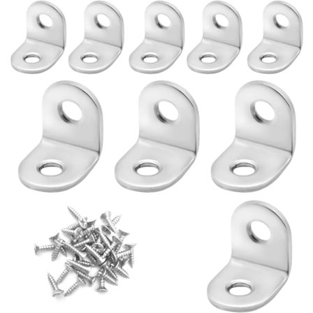 Små braketter, 10 stk rustfritt stål rettvinklet brakett, 20x20mm små hyllebraketter vinkeljern, sikkerhetshjørnebrakett, veggbr