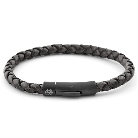 Black & Grey Leather Bracelet for Men - Leather bracelets
