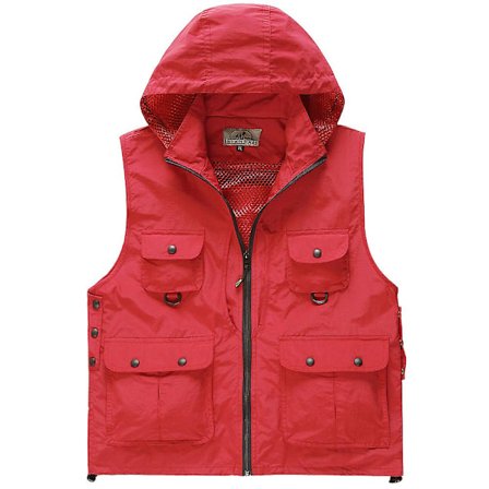 Ulkovalokuvausliivi nopeasti kuivuva vedenpit v multi , miesten casual hevoskiinnike hupullinen red XXL