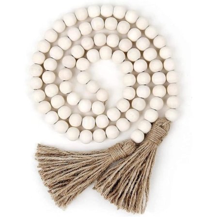 Koristeelliset kodin sisustustarvikkeet, puinen helminauha, tupsuhelminauha, 1 pakkaus 50 tuuman puinen helminauha tupsulla