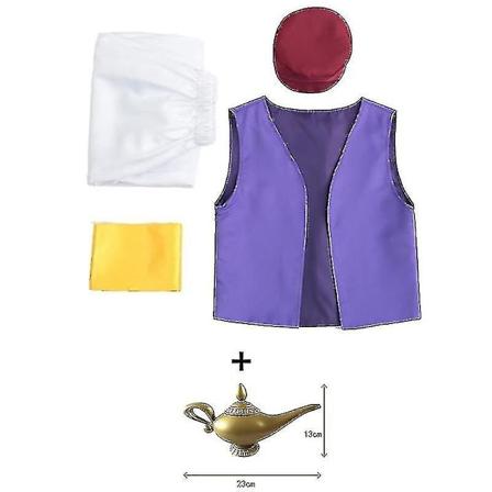 Halloween Voksen Fantasy Mytisk Prins Aladdin Tusen og En Natt Anime Cosplay Full Kostyme, Fest Herre Cos-AM-WELLNGS 5Pcs XXL