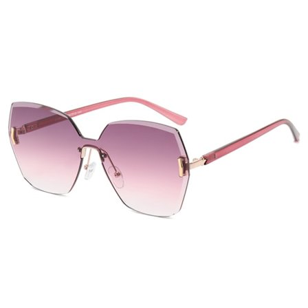 Naisten Kehyksettömät Kristallileikatut Aurinkolasit UV-Suojalla Timantti Aurinkolasit----Kultakehys Violetti Pinkki Levy