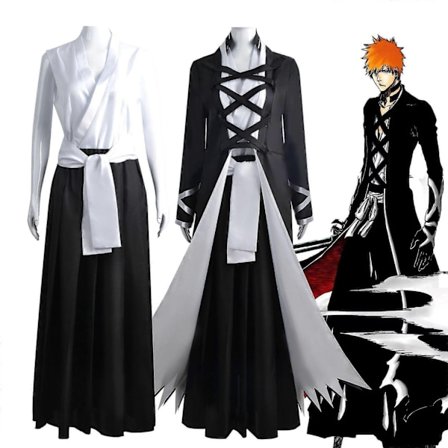 Japansk Anime Uniform til Mænd Ichigo Kurosaki Cosplay Kostume Halloween Karneval Party Kostume - Perfekt