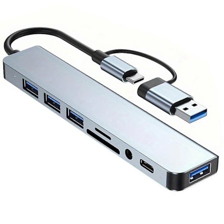USB C Multiport Hub 8 i 2 Driven USB C Multiport Hub Adapter för tangentbord