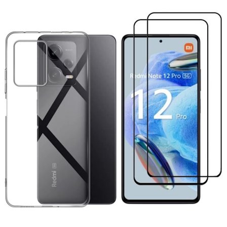 Kuoret Xiaomi Redmi Note 12 PRO 5G:lle ja 2 Karkaistua Lasia Näytön Suojakalvoa Phonillico