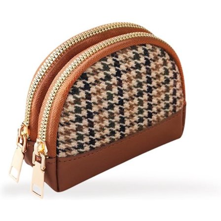 Myntveske med glidelås, Mini myntveske i skinn for kvinner Lommebok med glidelås Bærbar myntveske Mini myntlomme Brun myntveske