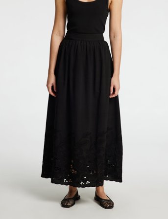 Selected Slfdahlia Hw Ankle Broderi Skirt B - Black - 36