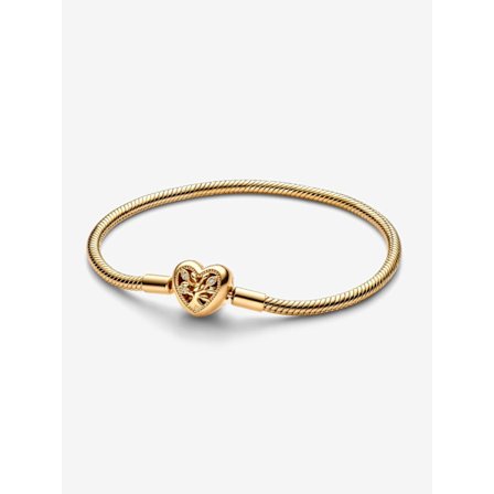 Pandora - Familjeträd Hjärta Lås Ormkedjearmband - 14k guldplätering