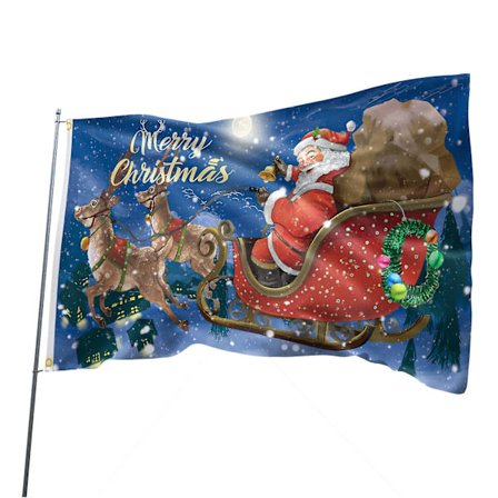 Glædelig Jul Julemand Flag 150 x 90 cm, Udendørs Jule Tapet Dekoration, Personlig Ferie Haveflag, Havefest Dekoration