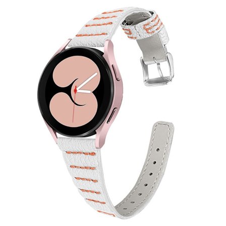 Samsung Galaxy Watch 4 Classic (46mm) / (44mm) / (40mm) aito nahkaranneke - Valkoinen