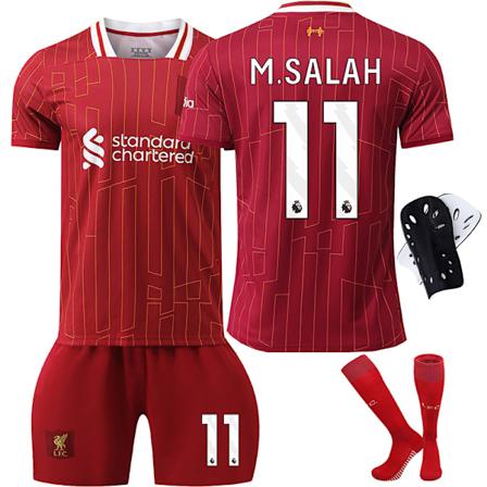 24-25 Liverpool tröja nr 11 Salah 9 Firmino 66 Arnold 10 McAllister fotbollströja No. 11 skyddsutrustning med strumpor No. 11 Protective Gear with 