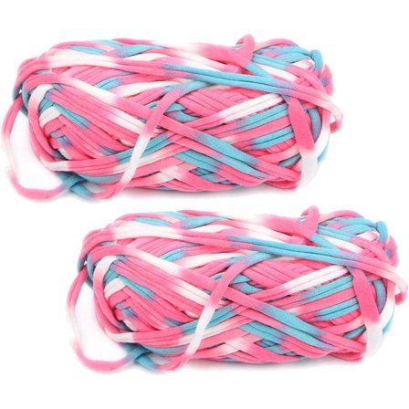 2 Pak Farverige Høj Tenacitet T-Shirt Fancy Klud Hæklet Sko Taske Håndtaske Håndstrik Garn Til DIY Strikning Tekstilkunst Kurvtaske