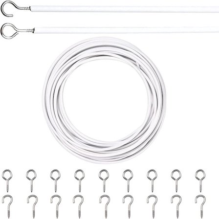 Spiraaliverho - 10 metriä - Verhonaru - 25 silmukkaa ja 25 kysymysmerkkineulaa - Valkoinen